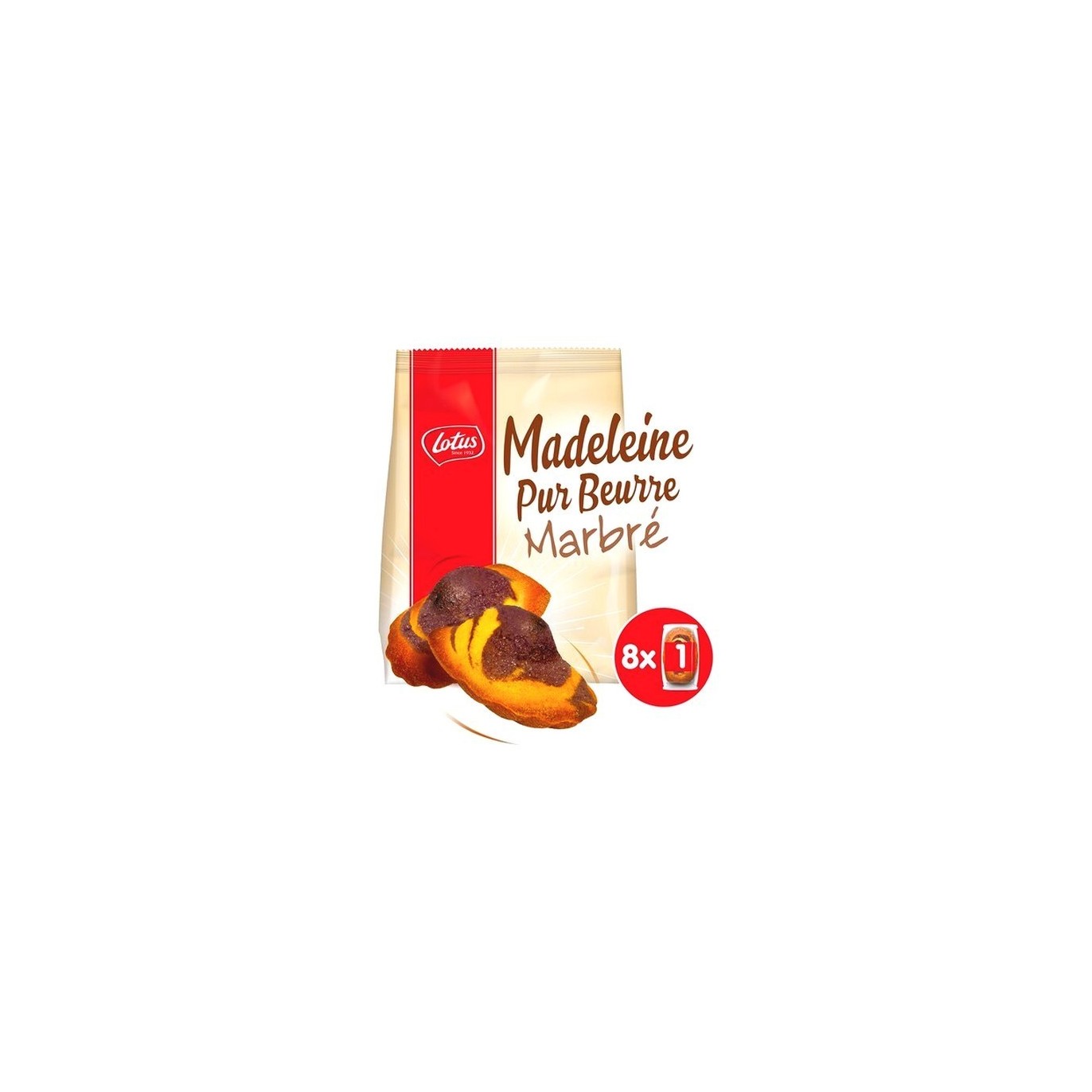 Lotus 8 madeleines pur beurre marbrées 224 gr
