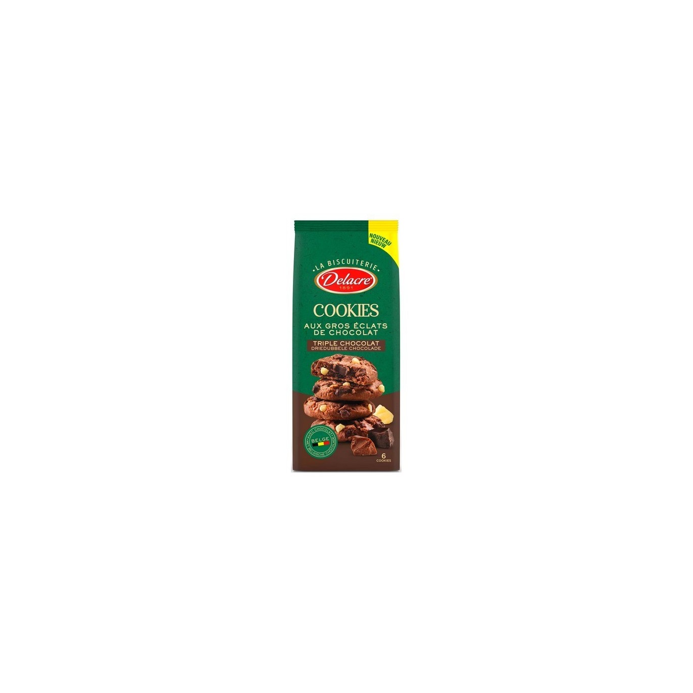 D - Delacre 6 cookies triple chocolat 136 gr