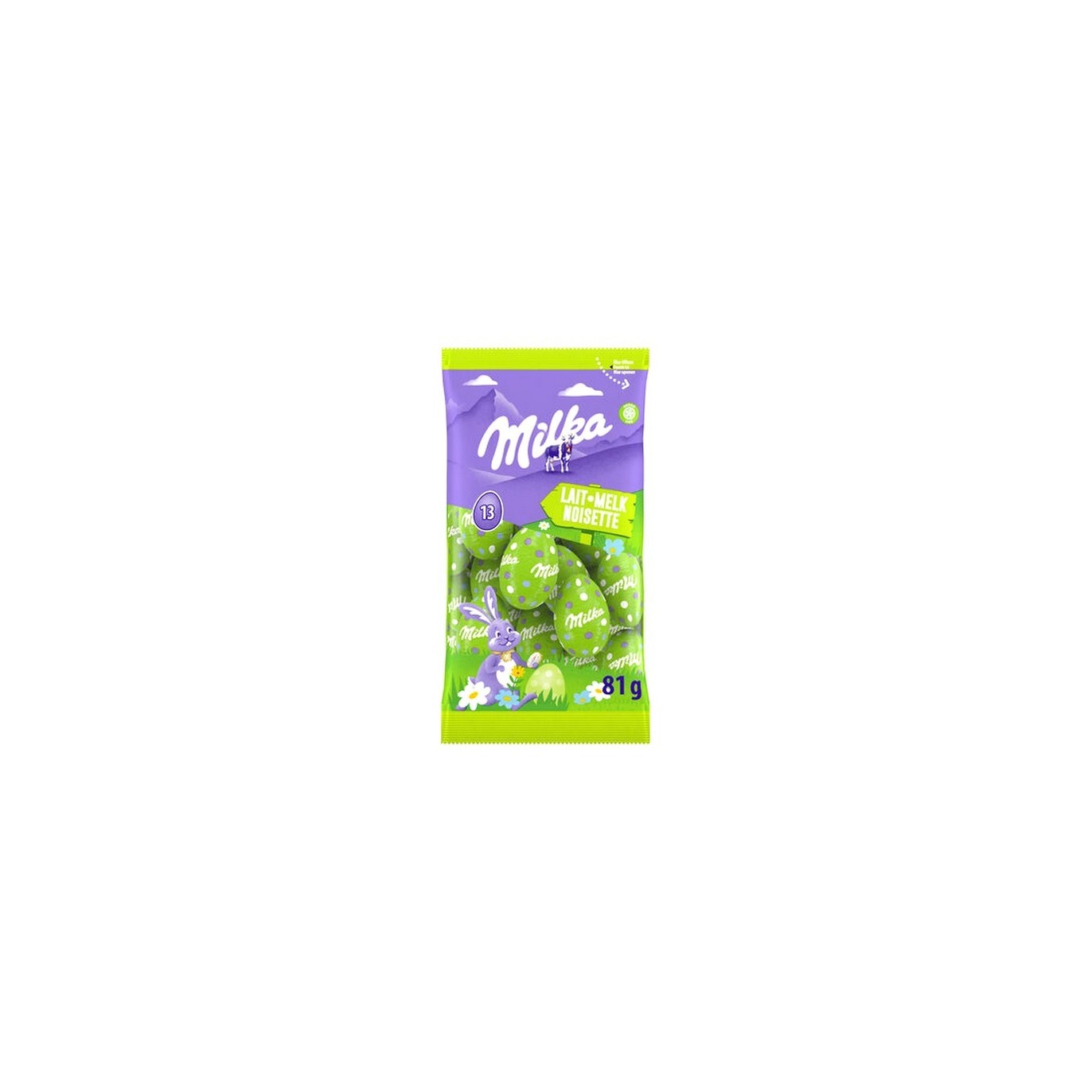 Milka 13 oeufs Pâques chocolat lait noisette 81 gr
