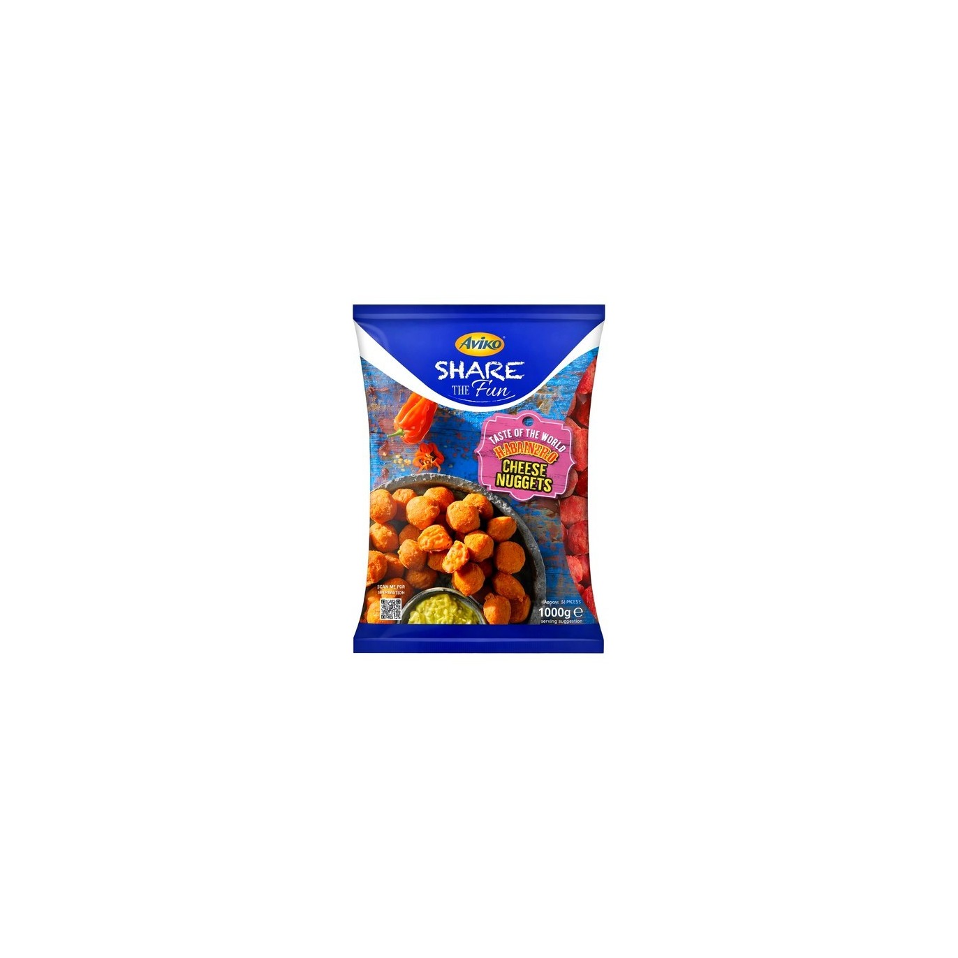 Aviko share the fun habanero cheese nuggets 1 kg