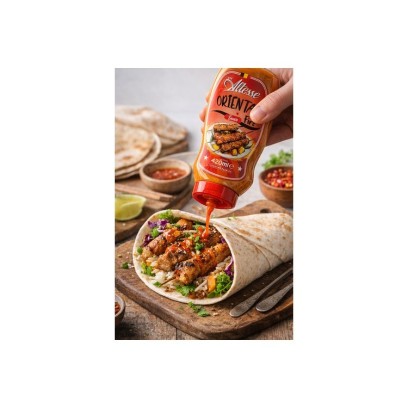 Sauce Altesse Oriental Fire utilisée dans un wrap au poulet